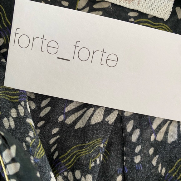 FORTE FORTE Camicia Cotton Printed Voile Button Front Blouse Shirt Black NWT - Picture 6 of 7